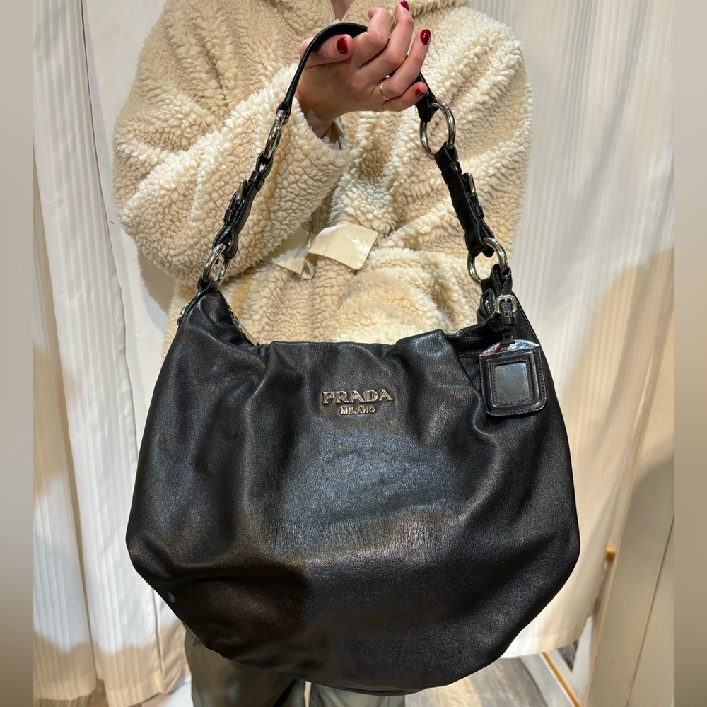 Prada pleated soft calf medium bag